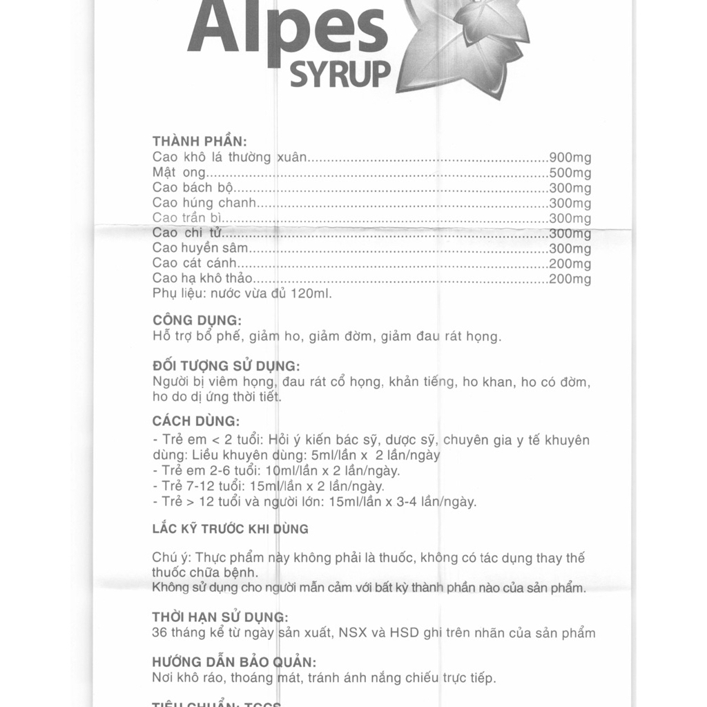 Siro Ho Alpes hộp 20 gói, long đàm, ngăn ho,rát đau họng, ngừa sưng viêm cổ họng, khan tiếng,lưu thông đường thở