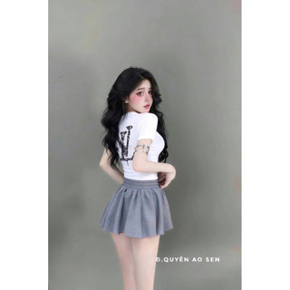 SET ÁO TAY CỘC MIX CHÂN VÁY XOÈ LỆ VI HOT HIT