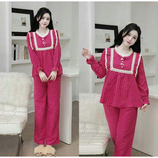 Bộ Bầu - bộ sau sinh - BỘ DÀI ĐŨI THÁI KẺ CỔ REN BÈO NƠ - 5 MÀU, Áo Có Khóa Kéo Hai Bên & Quần Có Chun Chỉnh