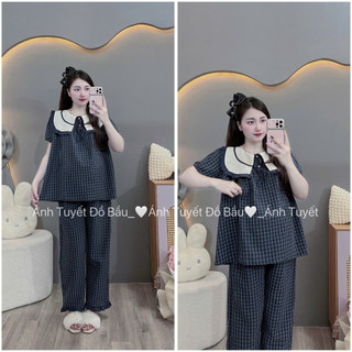 Bộ bầu - Bộ Sau Sinh - BỘ QDAC ĐŨI THÁI KẺ CỔ LÁ KÈM DÂY BUỘC - 5 MẦU, Áo Có Khoá Kéo & Quần Có Chun Chỉnh