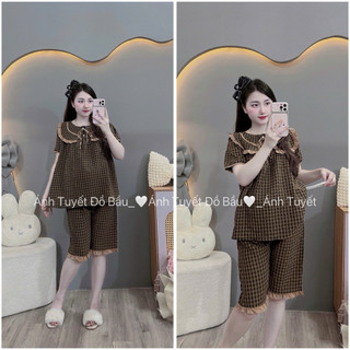 Bộ bầu - bộ sau sinh - BỘ LỬNG KẺ CỔ LÁ-7  Màu, áo có khoá kéo, quần có chun chỉnh { Freeship }