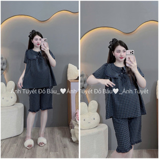 Bộ bầu - bộ sau sinh - BỘ LỬNG KẺ CỔ LÁ-7  Màu, áo có khoá kéo, quần có chun chỉnh { Freeship }