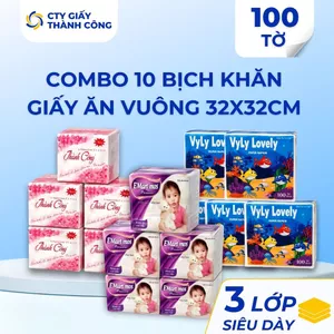 Combo 10 Bịch, 30 Bịch Khăn Giấy Ăn Vuông 1 Lớp 320x320mm - Cty Giấy Thành Công Giá Tốt