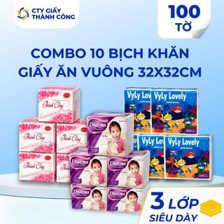 (Siêu Tiết Kiệm) Combo 10 Bịch, 30 Bịch Khăn Giấy Ăn Vuông 1 Lớp 320x320mm - Cty Giấy Thành Công Giá Tốt