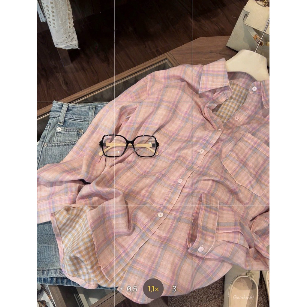 Áo sơ mi kẻ dài tay Theone, Sơ mi kiểu phom rộng dáng dài SM26100-B2TN - NhiNhi Shop | BigBuy360 - bigbuy360.vn