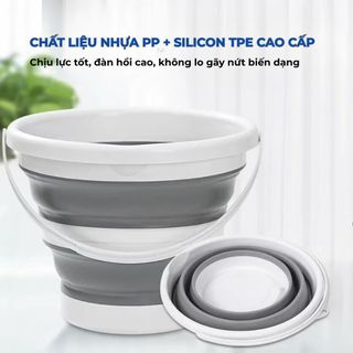 Xô Silicon Gấp Gọn 3L 5L 10L Đa Năng, Chậu Nhựa Gấp Gọn Có Quai Xách Tiện Lợi, Xô Đựng Nước Du Lịch