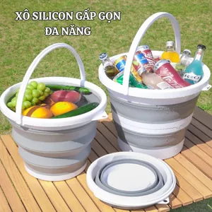 Xô Silicon Gấp Gọn 3L 5L 10L Đa Năng, Chậu Nhựa Gấp Gọn Có Quai Xách Tiện Lợi, Xô Đựng Nước Du Lịch