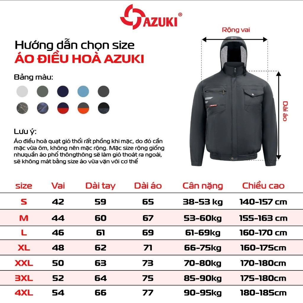 Áo Điều Hoà AZUKI EXTRA EX-12Pro Mới Nhất 2026 Quạt 34V , Chạy 10h Đến 20h dài nhất thị trường [BH 12 Tháng]