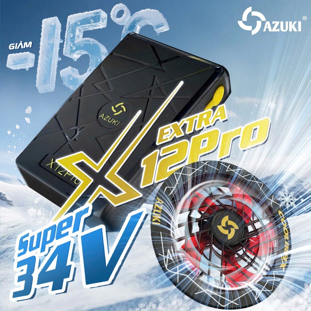[HOT NHẤT 2026] Bộ phụ kiện áo điều hòa Azuki EXTRA X12 - Dung Lượng  30000mah, Công suất 34V Siêu Mạnh Mẽ. BH 12 tháng