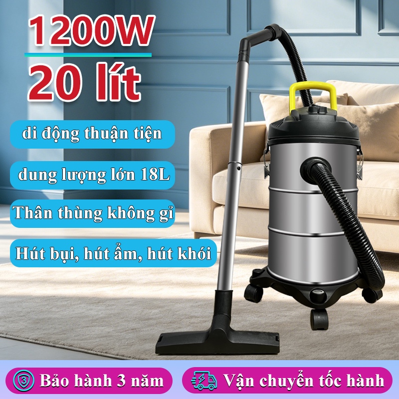 Máy hút bụi công nghiệp gia đình công suất lớn 1200W dung tích 20L tích hợp 3 chế độ hút bụi hút nước thổi gió sử dụn