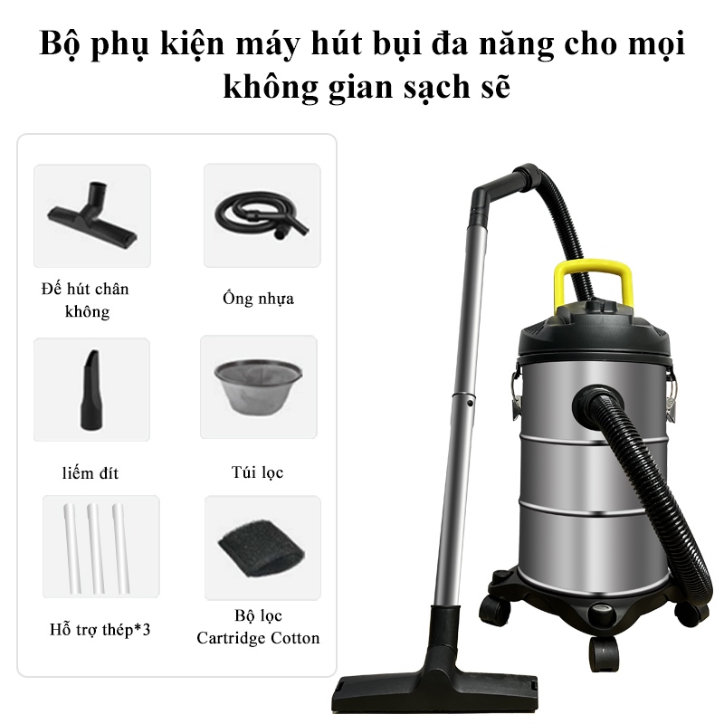 Máy hút bụi công nghiệp gia đình công suất lớn 1200W dung tích 20L tích hợp 3 chế độ hút bụi hút nước thổi gió sử dụn