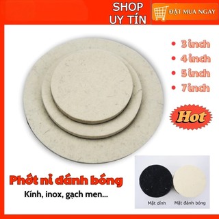 Miếng phớt pad nỉ đánh bóng kính, inox size 3-5-7inch tự dính