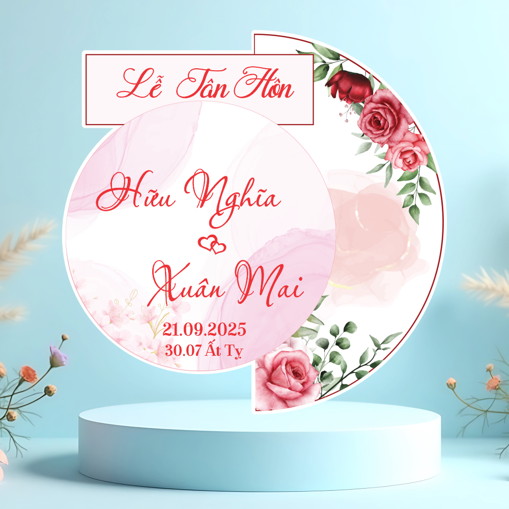 Bảng Welcome Đám Cưới Lễ Vu Quy In Tên Theo Yêu Cầu Cao Cấp