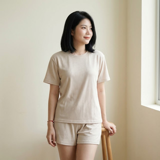 Bộ Đồ Nữ Thun Tổ Ong Form Rộng Tay Ngắn Quần Short Mặc Nhà Thoáng Mát Co Giãn Mềm Mại Cao Cấp [NP BN 002]