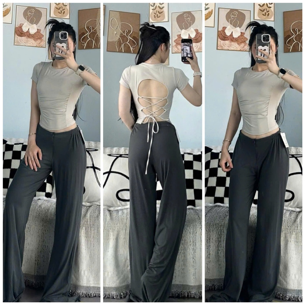 Áo Croptop Nhún Chéo Lưng Thể Thao Tập Gym-Yoga-AerobiC-CHẠY BỘ THITHISPORT