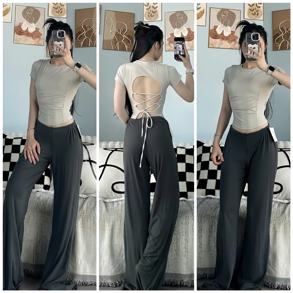 Áo Croptop Nhún Chéo Lưng Thể Thao Tập Gym-Yoga-AerobiC-CHẠY BỘ THITHISPORT