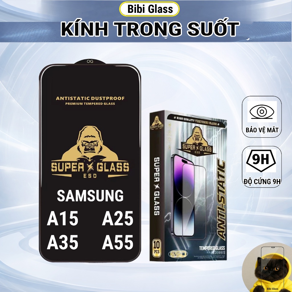 Kính cường lực Samsung A15, A25, A35, A55 cao cấp thế hệ mới full màn miếng dán bảo vệ màn hình đt chống va đập
