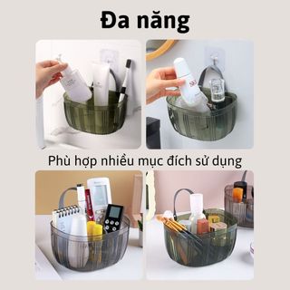Giỏ treo đồ gia vị dán tường đa năng thông minh chịu lực tốt dùng đựng chai lọ nhà bếp gọn gàng