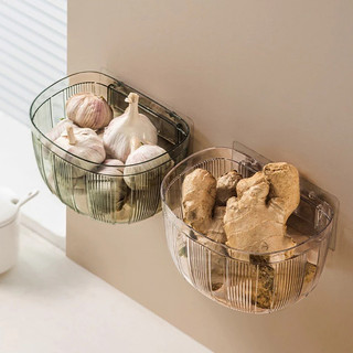 Giỏ treo đồ gia vị dán tường đa năng thông minh chịu lực tốt dùng đựng chai lọ nhà bếp gọn gàng