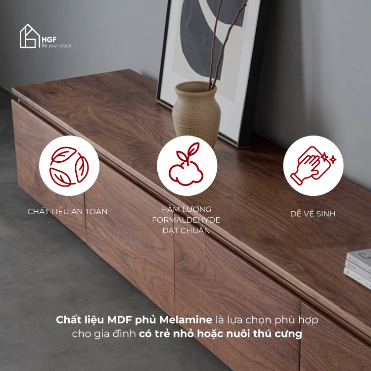 Tủ Tivi phòng khách, Tủ Decor Delila HGF 4 ngăn kéo, gỗ MDF, 160/180/200/220x40x40cm, TTV003