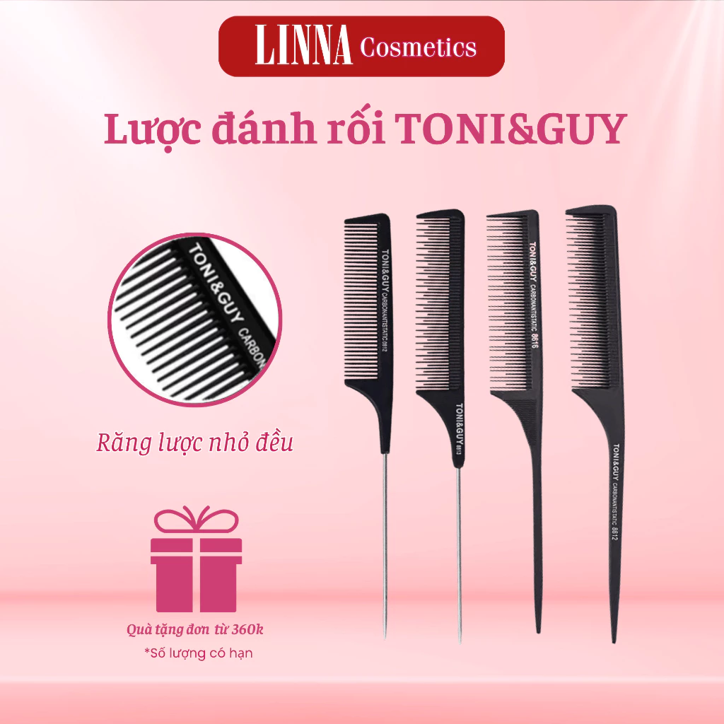 Lược Chia Tóc Gỡ Rối Tony&Guy Chuyên Nghiệp Đầu Lược Chuôi Sắt Rẽ Ngôi Tạo Kiểu Chuẩn Salon