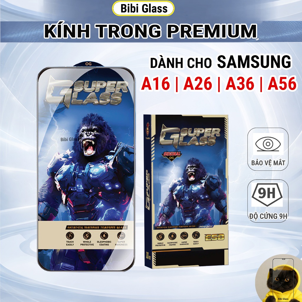 Kính cường lực Samsung A16, A26, A36, A56 premium trong suốt full màn miếng dán bảo vệ màn hình đt