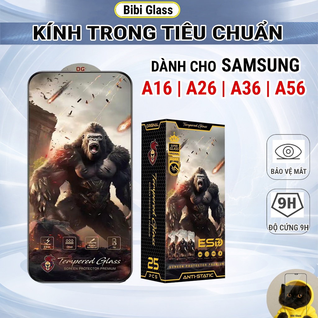 Kính cường lực Samsung A16, A26, A36, A56 5G trong suốt full màn miếng dán điện thoại bibi