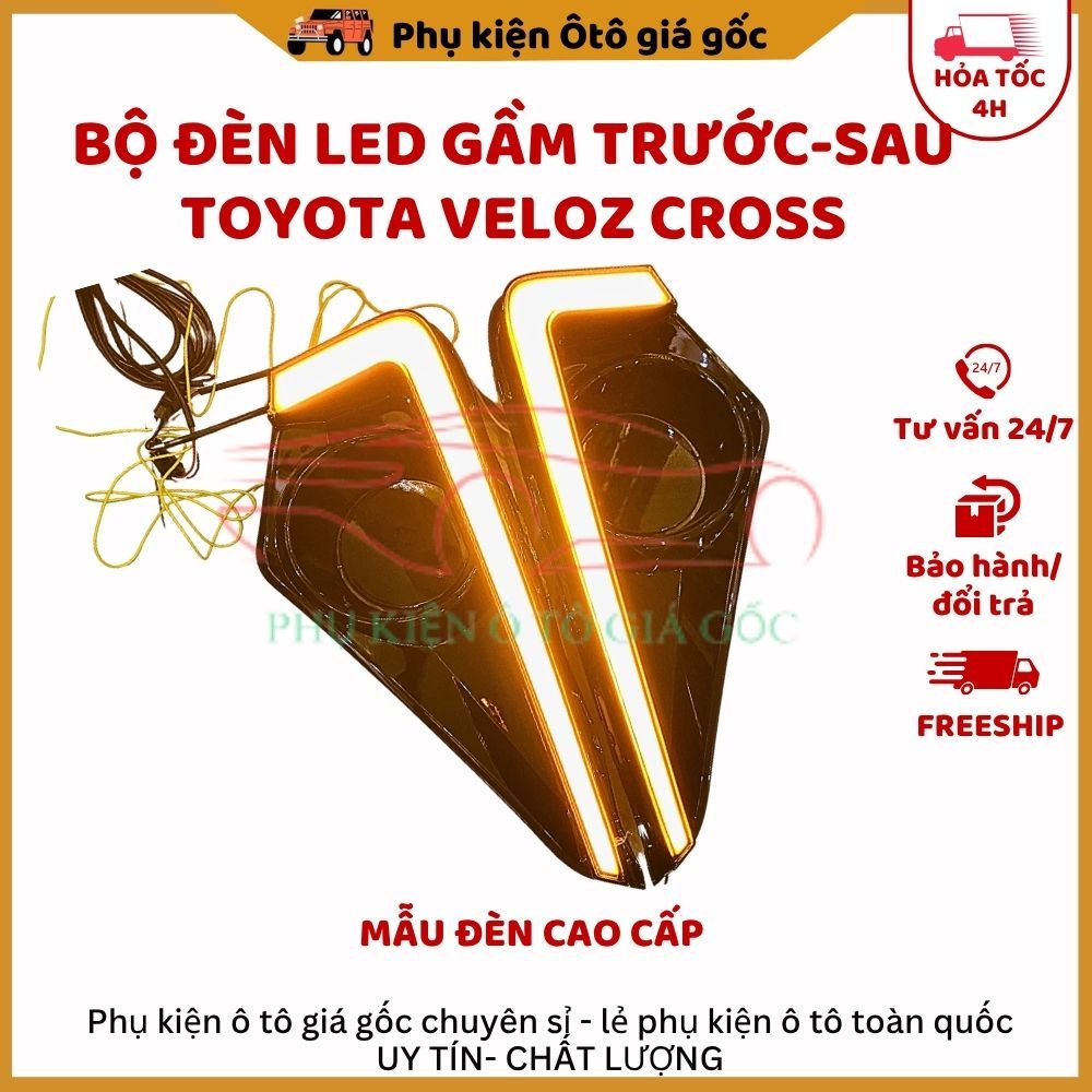Bộ đèn led gầm trước, sau xe Toyota Veloz Cross 2022 - 2024 - 3 chế độ phanh, langtec và xinhan - mẫu có đèn cao cấp