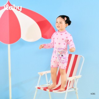 [TẶNG TÚI] Bộ đồ bơi bé gái liền thân ILABY HCM đồ bơi dài tay chống nắng họa tiết unicorn size 10-43kg [4081]