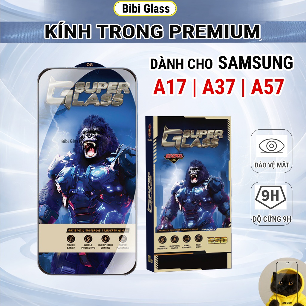 Kính cường lực Samsung A17, A37, A57 premium trong suốt full màn miếng dán bảo vệ màn hình đt ss bibi glass