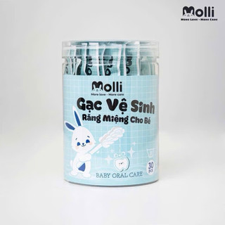 Hộp 30 que rơ lưỡi Molli chính hãng, gạc vệ sinh răng miệng cho bé