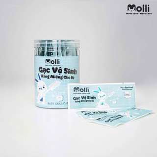 Hộp 30 que rơ lưỡi Molli chính hãng, gạc vệ sinh răng miệng cho bé