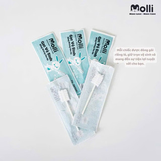 Hộp 30 que rơ lưỡi Molli chính hãng, gạc vệ sinh răng miệng cho bé