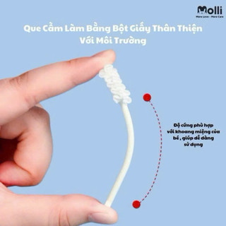 Hộp 30 que rơ lưỡi Molli chính hãng, gạc vệ sinh răng miệng cho bé