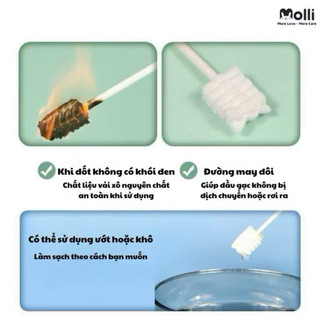 Hộp 30 que rơ lưỡi Molli chính hãng, gạc vệ sinh răng miệng cho bé
