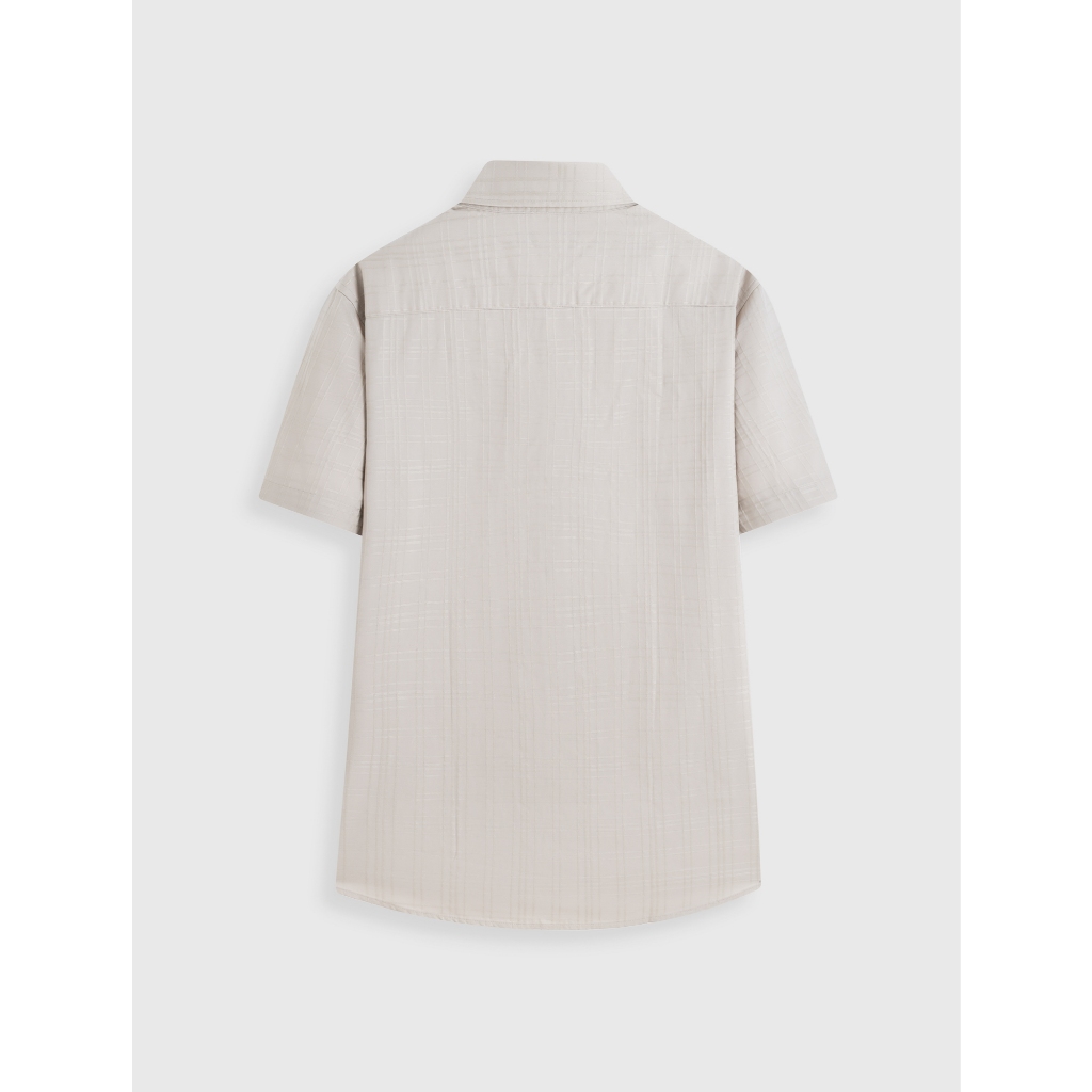 Áo sơ mi nam CANIFA chất liệu cotton cộc tay cổ đức họa tiết dập nổi 8TH26S009