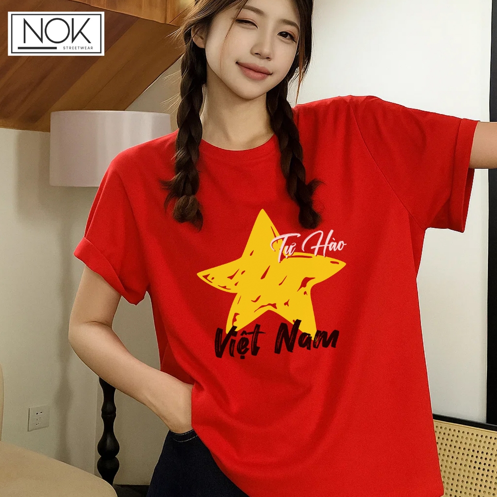 Áo thun đỏ ngôi sao vàng Tự Hào Việt Nam form rộng unisex local brand NOK - N053