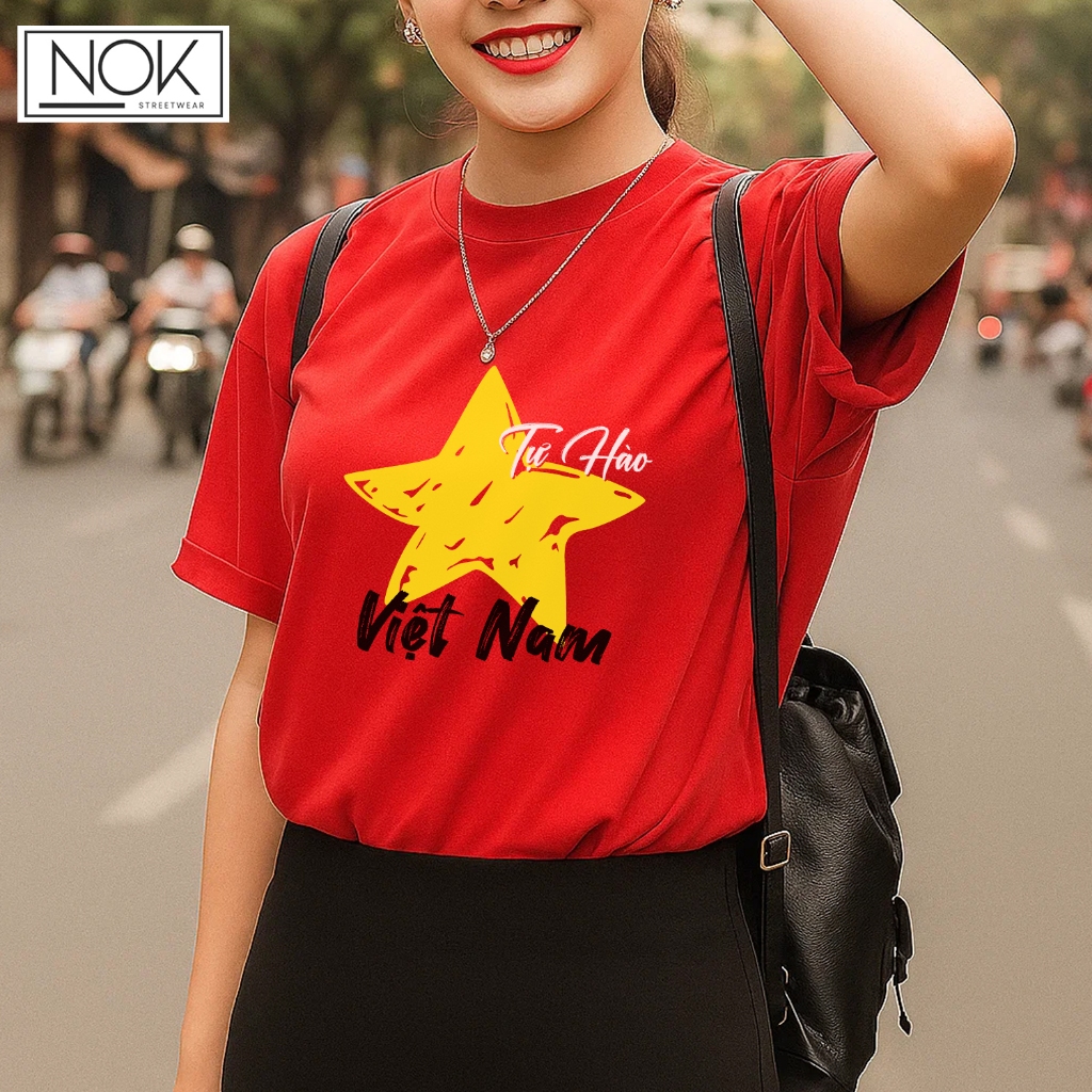 Áo thun đỏ ngôi sao vàng Tự Hào Việt Nam form rộng unisex local brand NOK - N053