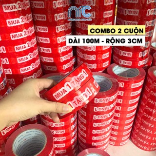 (2 Cuộn) Băng Keo Mua 1 Tặng 1, Băng Dính In Chữ Mua 2 Tặng 1, Băng Dính Khuyến Mại Tặng Kèm - Kích Thước 3cm*100m