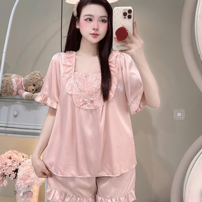 [MẪU HÈ] Bộ Đồ Ngủ Nữ JUSOKA Pijama Lụa Latin Cao Cấp Dễ Thương Thoáng Mát Dành Cho Nữ LT27