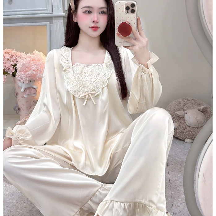 [MẪU HÈ] Bộ Đồ Ngủ Nữ JUSOKA Pijama Lụa Latin Cao Cấp Dễ Thương Thoáng Mát Dành Cho Nữ LT27