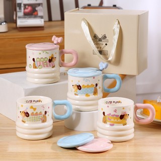 Cốc sứ Cute puppy 250ml ly sứ decor, ly sứ uống nước, cốc uống nước dễ thương