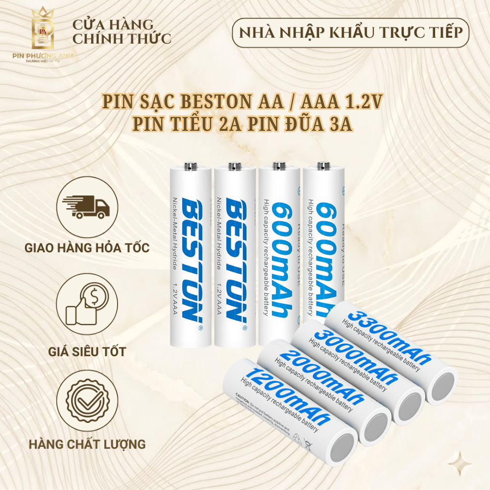Pin sạc Beston AA / AAA 1.2V Dung lượng cao 3300mAh ... 600mAh Pin Tiểu 2A Pin Đũa 3A Chất Lượng Cao BT01