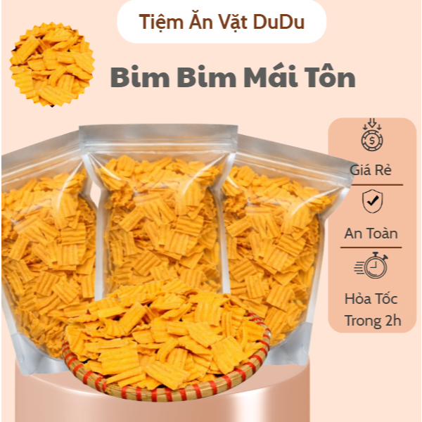 Bim Bim Mái Tôn, Snack Bim Bim Mái Tôn Giòn Rụm Thơm Ngon, Bim Bim Ăn Vặt - Tiệm Ăn Vặt DuDu
