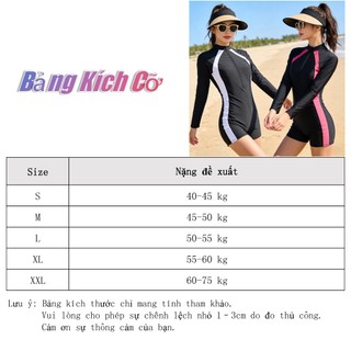 ÁO TắM LiềN ThâN Nữ MớI – Tay DàI PhốI MàU ChốNg NắNg LướT SóNg, KhóA đồ BơI