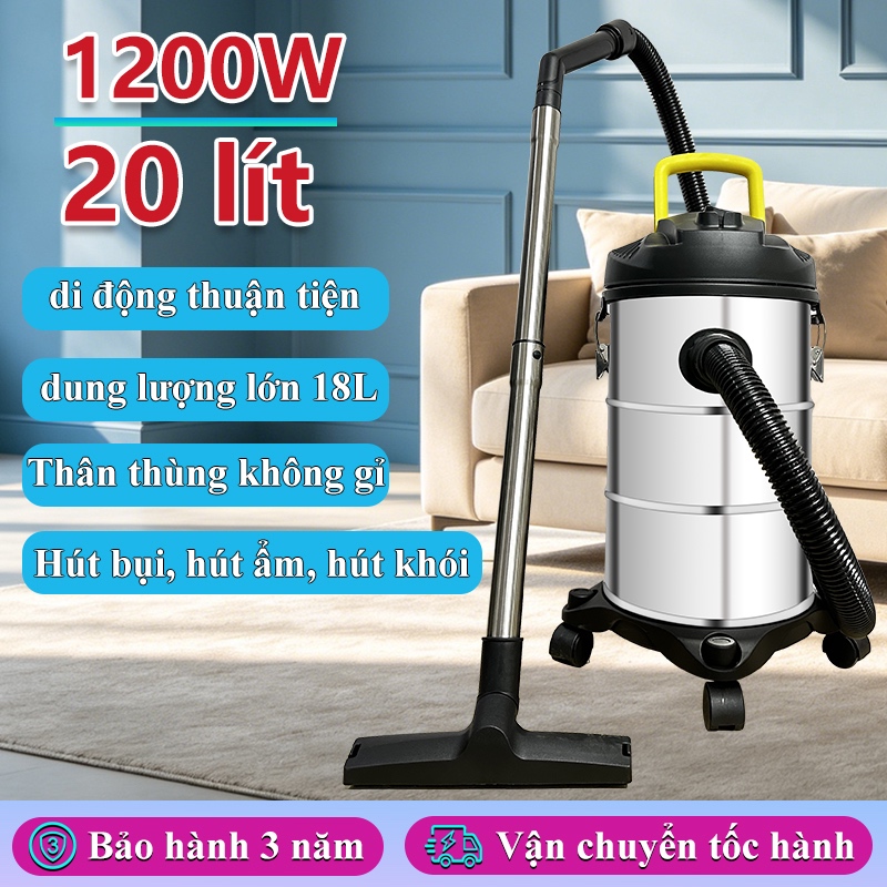 Máy hút bụi công nghiệp gia đình công suất lớn 1200W dung tích 18L tích hợp 3 chế độ hút bụi hút nước thổi gió sử dụn