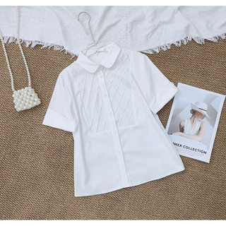 Áo sơ mi kẻ phối dập ly ngực