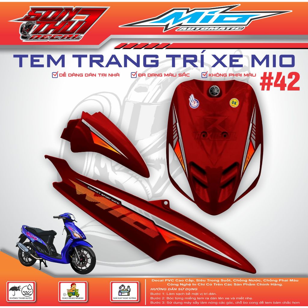 TEM XE MIO SPORT #42 (TEM IN 3 LỚP - SIÊU NÉT - SIÊU ĐẸP - SIÊU CUTE)
