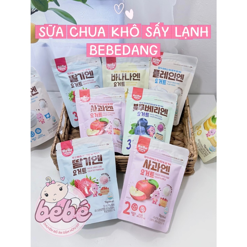 Sữa chua khô, phô mai khô sấy lạnh Bebedang cho bé ăn dặm. Giàu lợi khuẩn, tốt cho tiêu hoá của bé
