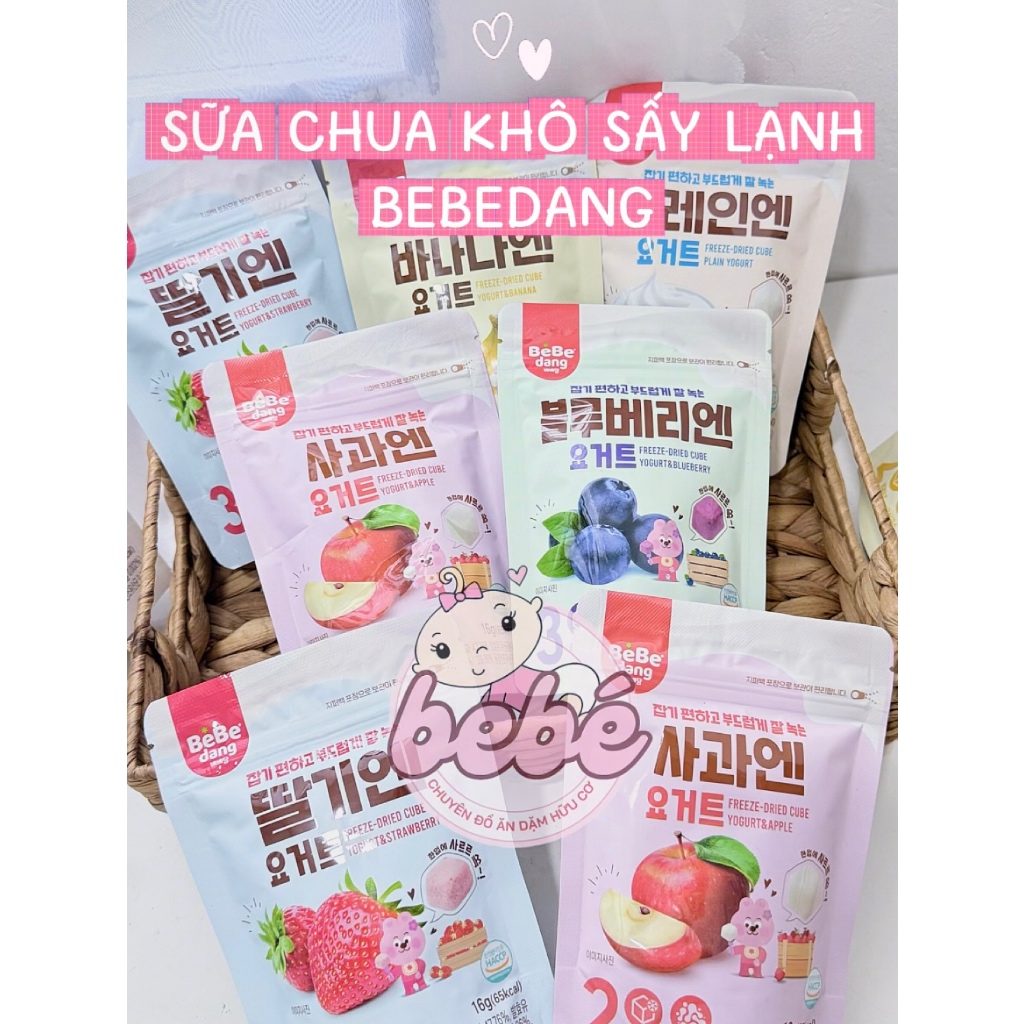 Sữa chua khô, phô mai khô sấy lạnh Bebedang cho bé ăn dặm. Giàu lợi khuẩn, tốt cho tiêu hoá của bé